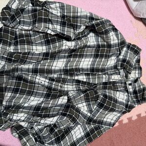 Hollister Black and White Plaid Blouse